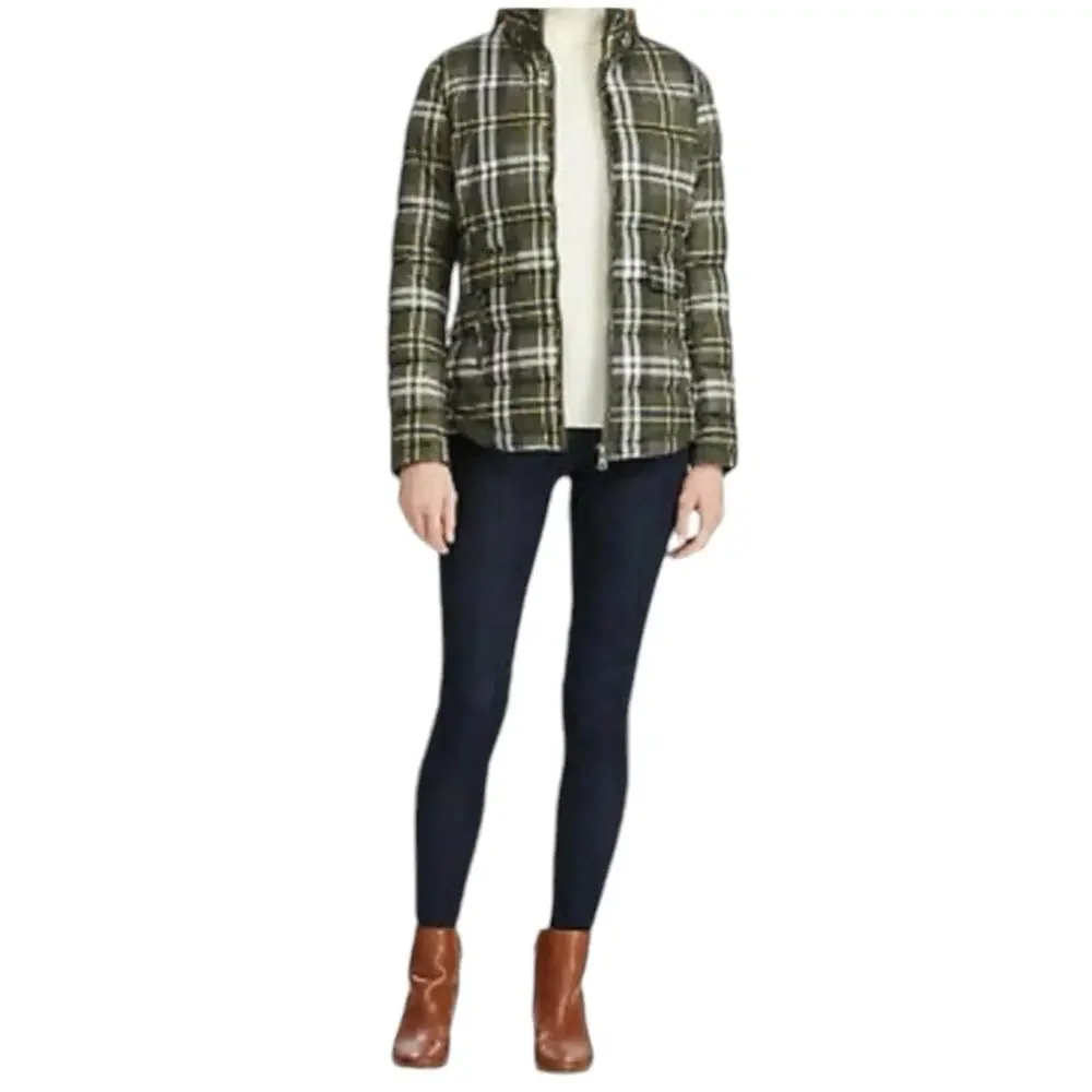 Lauren Ralph Lauren Green Plaid Puffer Quilted Jacket Loden Check size medium
